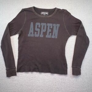 American Eagle Thermal Top Long Sleeve Aspen Graphic Brown Womens‎ L/G